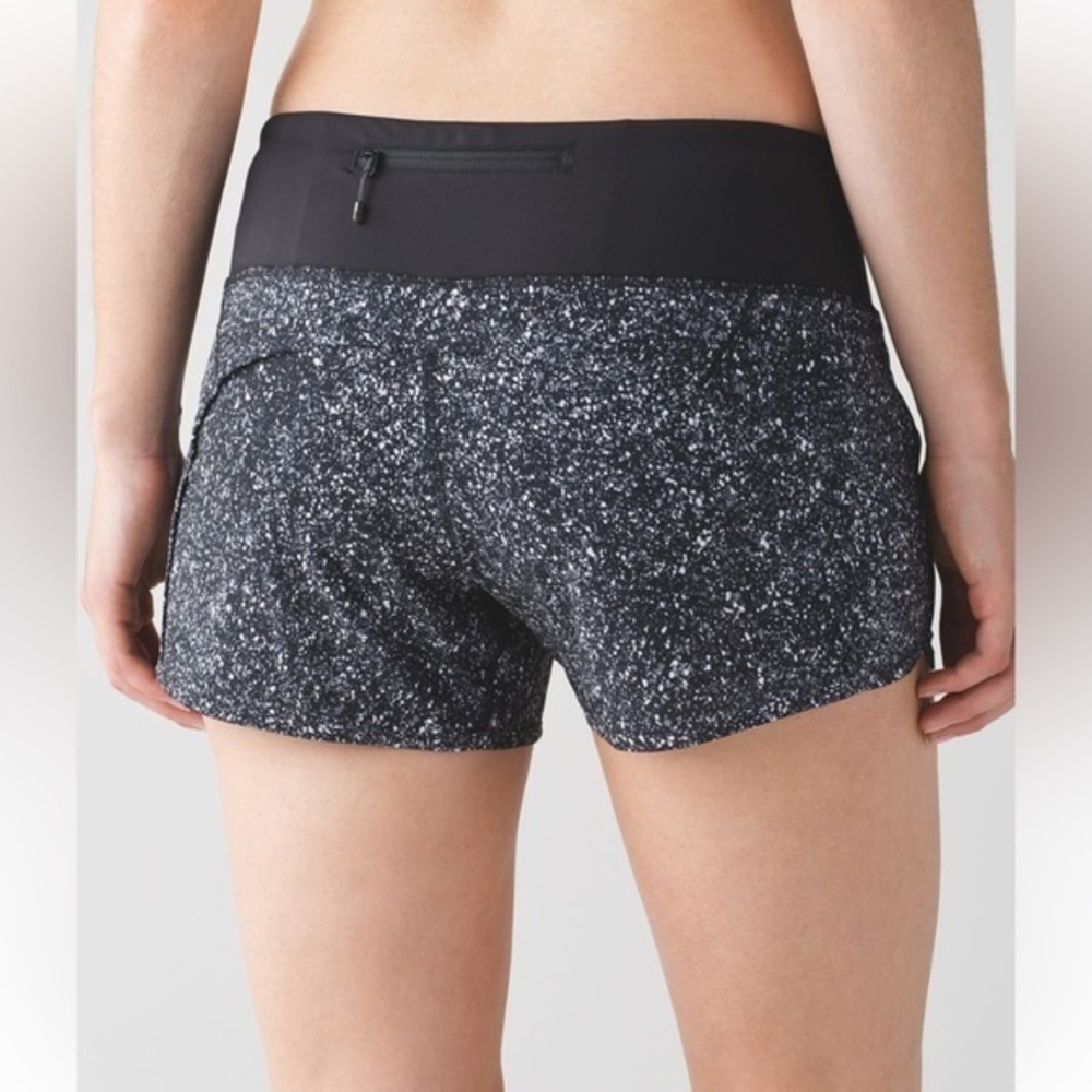 Lululemon Run Times Shorts‎ Mini Splatter White Black 4